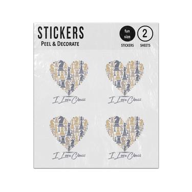 Picture of I Love Chess Pieces Heart Sticker Sheets Twin Pack