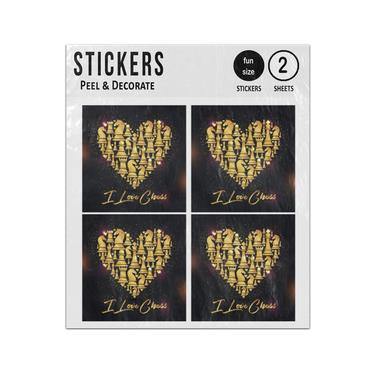 Picture of I Love Chess Pieces Inside Heart Sticker Sheets Twin Pack