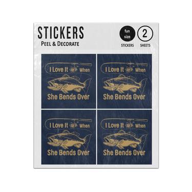 Picture of I Love It When Fishing Rod Bends Over Bass Fishing Sticker Sheets Twin Pack