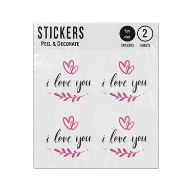 Picture of I Love You 2 Hearts Quote Sticker Sheets Twin Pack