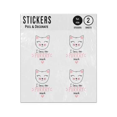 Picture of I Love You Purry Much Cute Cat Face Illustration Sticker Sheets Twin Pack