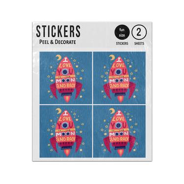 Picture of I Love You To The Moon And Back Rocket Spaceship Sticker Sheets Twin Pack