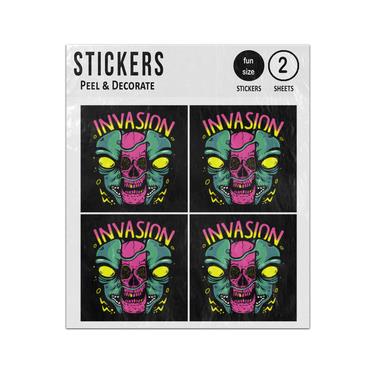 Picture of Invasion Alien Head Separating With Skull Inside Sticker Sheets Twin Pack
