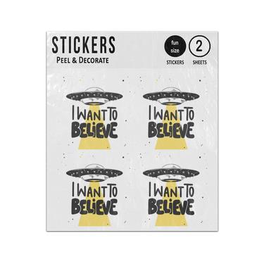 Picture of I Want To Believe Ufo Flying Saucer Sticker Sheets Twin Pack