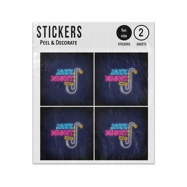 Picture of Jazz Night Neon Signs Style Saxophone Sticker Sheets Twin Pack