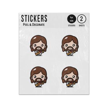 Picture of Jesus Playing Guitar Sticker Sheets Twin Pack