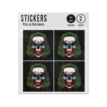 Picture of Joker Skull Make Up Long Hair Illustration Sticker Sheets Twin Pack