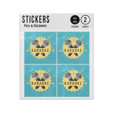 Picture of Karaoke Two Mics Microphones Illustration Sticker Sheets Twin Pack