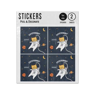 Picture of Kawaii Astronaut Cat Flying Outer Space Meow Sticker Sheets Twin Pack