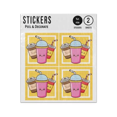 Picture of Kawaii Fast Food Cute Drinks Illustration Sticker Sheets Twin Pack