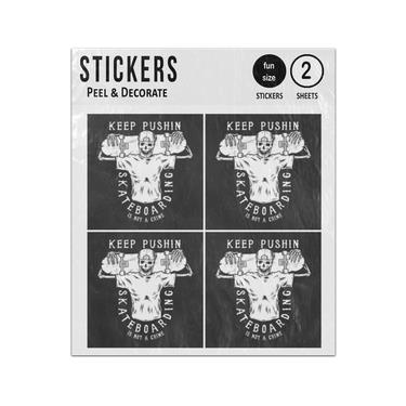 Picture of Keep Pushin Skateboarding Is Not A Crime Skeleton Sticker Sheets Twin Pack