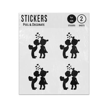 Picture of Kissing Kids Love Hearts Couple Silhouettes Sticker Sheets Twin Pack
