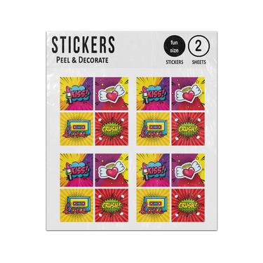 Picture of Kiss Love Crush Heart Pop Art Styles Sticker Sheets Twin Pack
