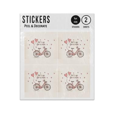 Picture of Lets Go For A Ride On A Bike Love Hearts Sticker Sheets Twin Pack