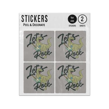 Picture of Lets Rock Tyrannosaurus Playing Electric Guitar Sticker Sheets Twin Pack