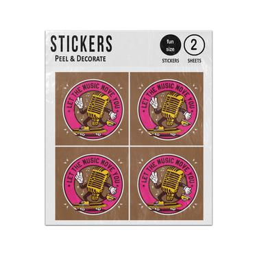 Picture of Let The Music Move You Vintage Microphone Riding Skateboard Sticker Sheets Twin Pack