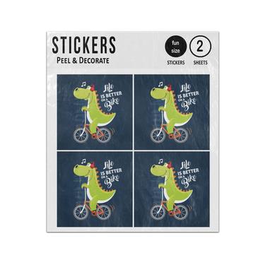 Picture of Life Is Better On A Bike Dinosaur Riding Bike Sticker Sheets Twin Pack