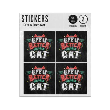 Picture of Life Is Better With Cat Lettering Composition Sticker Sheets Twin Pack