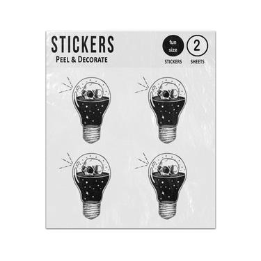 Picture of Light Bulb With Skull Inside Potion Hand Drawn Illustration Sticker Sheets Twin Pack
