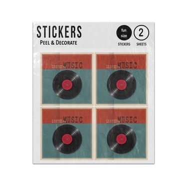 Picture of Listen To Music Vinyl Record Retro Sticker Sheets Twin Pack