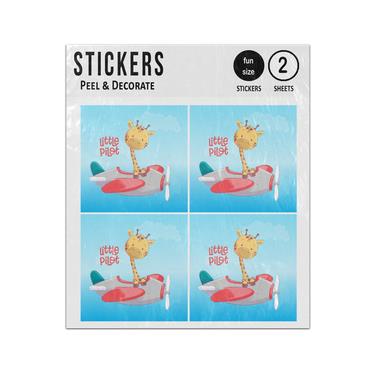 Picture of Little Pilot Cute Giraffe Flying Airplane Sticker Sheets Twin Pack