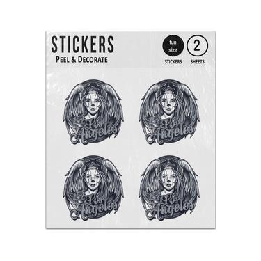 Picture of Los Angeles Woman Angel Chicano Vintage Monochrome Sticker Sheets Twin Pack
