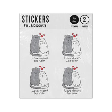 Picture of Love Doesnt See Colour Black White Cat Couple Hand Drawn Sticker Sheets Twin Pack