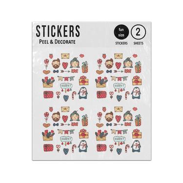 Picture of Love Hearts Words Doodles Set Sticker Sheets Twin Pack