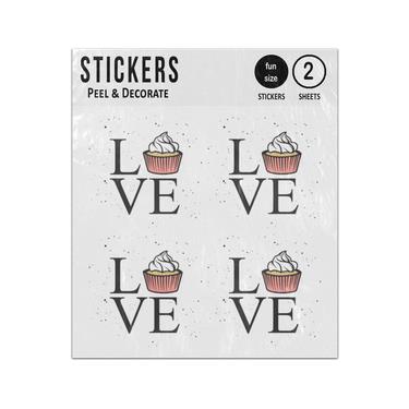 Picture of Love L O V E Cupcake Illustration Sticker Sheets Twin Pack