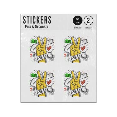 Picture of Love Peace Hand Peace Victory Symbol Sticker Sheets Twin Pack