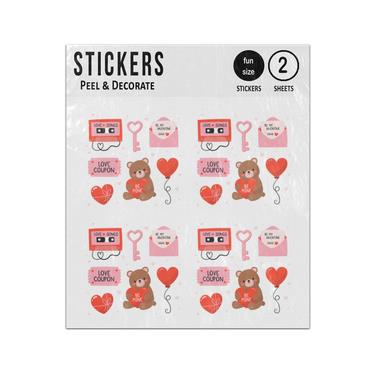 Picture of Love Songs Coupon Be Mine Valentine Hearts Labels Sticker Sheets Twin Pack