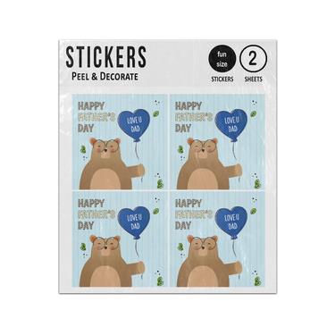 Picture of Love U Dad Happy Fathers Day Bear With Glasses Sticker Sheets Twin Pack