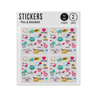 Picture of Love You Miss Cool Kisses Doodles Set Sticker Sheets Twin Pack