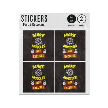 Picture of Make Muscles Not Excuses Motivation Quote Sticker Sheets Twin Pack