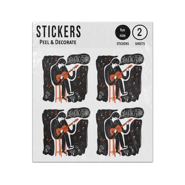 Picture of Man Playing Acoustic Guitar Sketch Sticker Sheets Twin Pack
