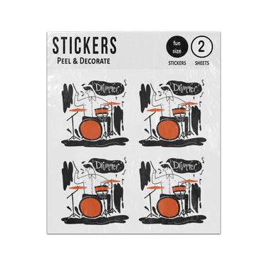 Picture of Man Playing Drums Sketch Sticker Sheets Twin Pack