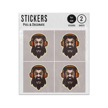 Picture of Man With Beard Headphones Sticker Sheets Twin Pack