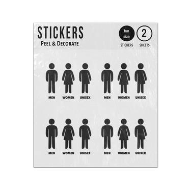 Picture of Man Woman Unisex Symbol Pictograms Glyph Silhouettes Sticker Sheets Twin Pack