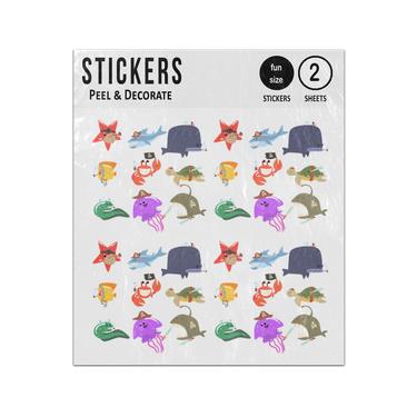 Picture of Marine Animals Underwater Wildlife With Pirate Accesories Characters Sticker Sheets Twin Pack