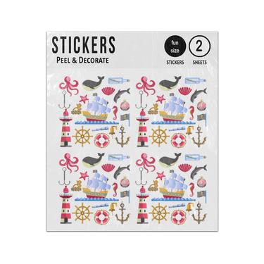Picture of Marine Theme Traditional Sea Elements Collection Sticker Sheets Twin Pack