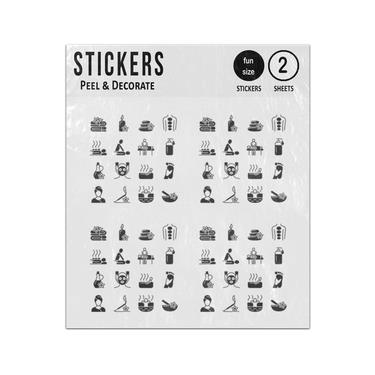 Picture of Massage Spa Therapy Body Care Outline Icons Set Sticker Sheets Twin Pack