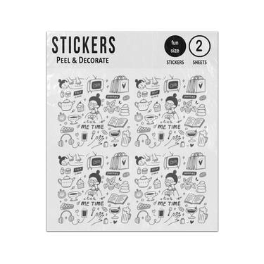Picture of Me Time Self Care Pampering Concept Doodles Sticker Sheets Twin Pack