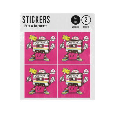 Picture of Mix Tape Cassette Selfie 80S Character Design Sticker Sheets Twin Pack