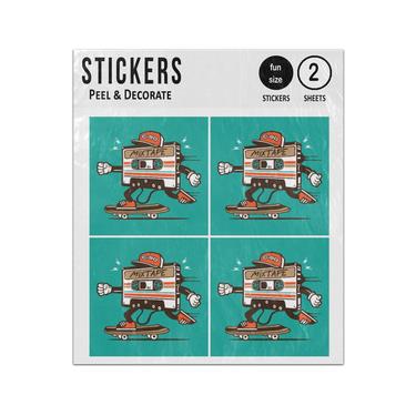 Picture of Mix Tape Cassette Skater Skateboard Character Sticker Sheets Twin Pack