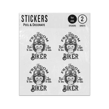 Picture of Mokey Biker Ride To Live Freedom Live To Ride Sticker Sheets Twin Pack