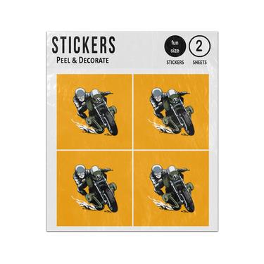 Picture of Motorcycle Rider Leaning Pencil Drawing Sticker Sheets Twin Pack