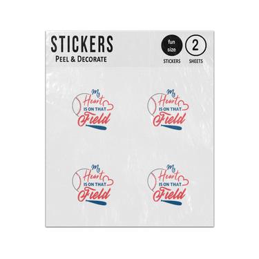 Picture of My Heart Is On That Field Baseball Quote Sticker Sheets Twin Pack