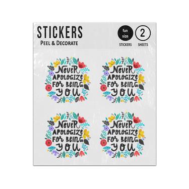 Picture of Never Apologise For Being You Inspirational Quote Sticker Sheets Twin Pack