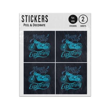 Picture of Never Stop Exploring Motorcycle Quote Sticker Sheets Twin Pack