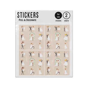 Picture of Newly Weds Posing Dancing Wedding Party Scenes Sticker Sheets Twin Pack